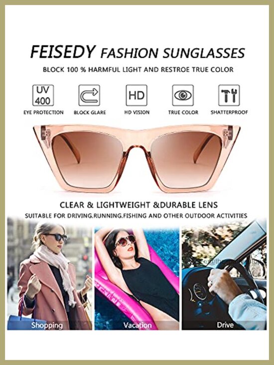 Vintage Square Cat Eye Sunglasses Women Trendy Cateye UV400 main image 4